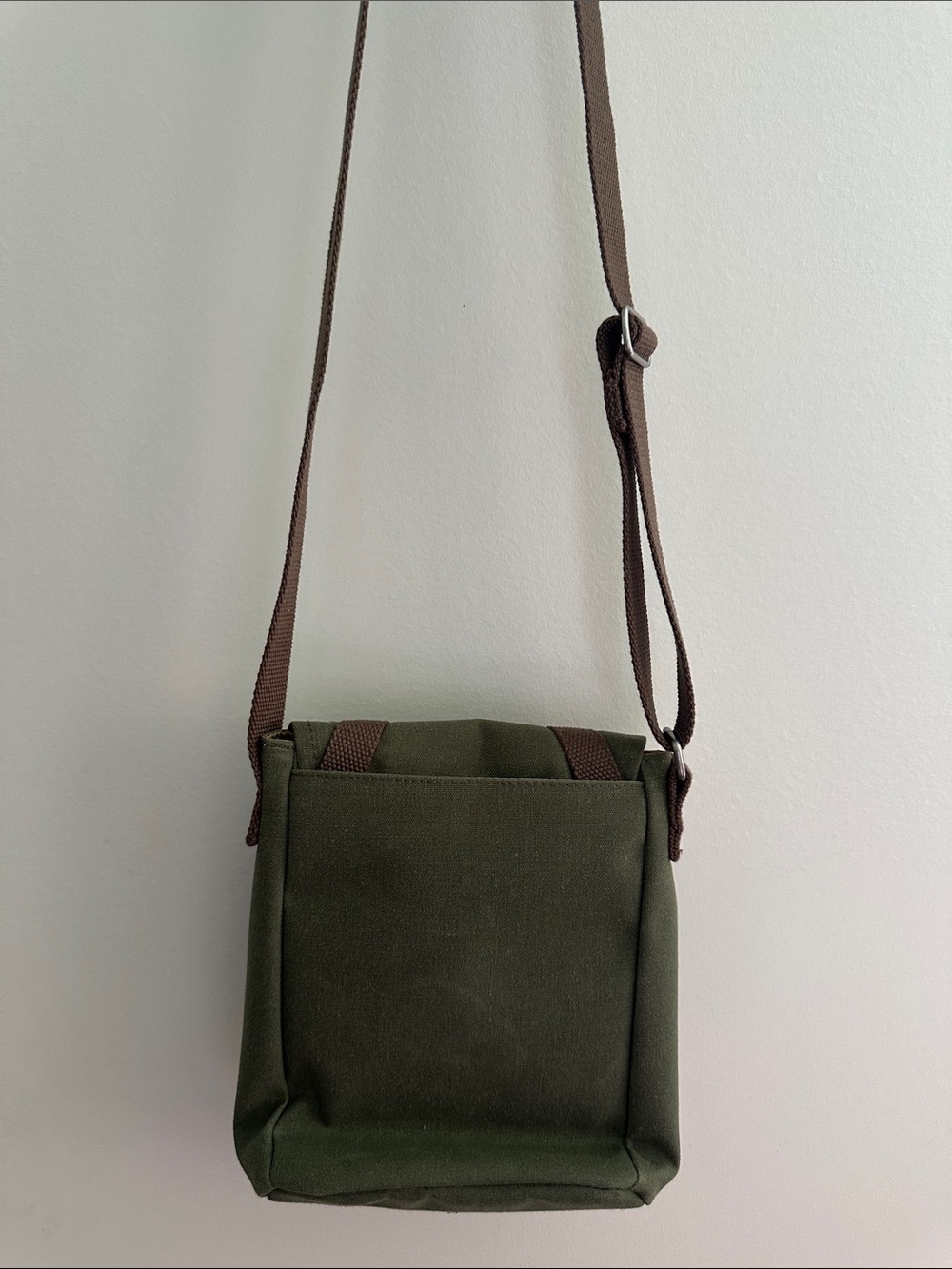 L.L. Bean Olive Green and Brown Canvas Messenger Bag - Picture 5 of 5